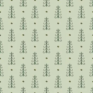 Christmas trees vintage seamless pattern Illustrazione stock