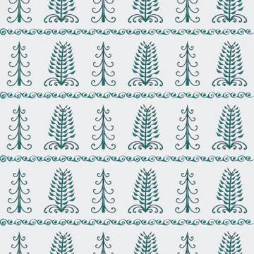 Christmas trees vintage seamless pattern Stock Illustration