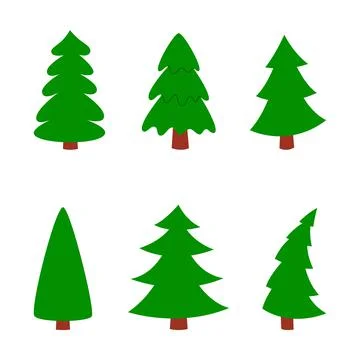 Christmas trees on white isolated background, set. vector illustration Stock Illustration