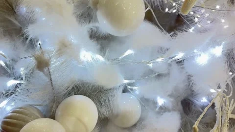 Christmas Trees with White Snow and icicle lights christmas tree winter 스톡 동영상 342687252