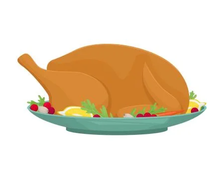 Christmas Turkey with cranberries. Isolated vector illustration. Stock-Illustration
