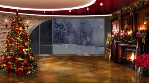 Christmas TV Studio Set 15 - Virtual Green Screen Background Loop Stock Footage 69190503