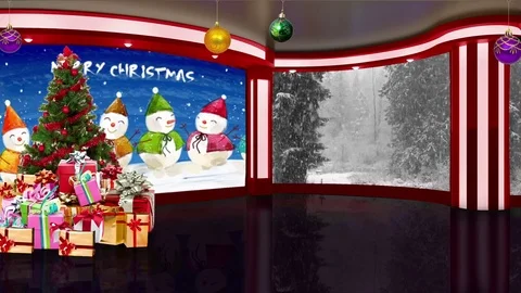Christmas TV Studio Set 16 - Virtual Green Screen Background Loop Stock Footage