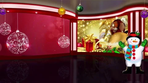 Christmas TV Studio Set 17 - Virtual Green Screen Background Loop Stock Footage 80673225