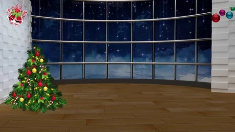 Christmas TV Studio Set 22 - Virtual Green Screen Background Loop Stock Footage 80673715