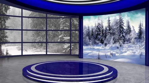 Christmas TV Studio Set 23 - Virtual Green Screen Background Loop Stock Footage 80673881