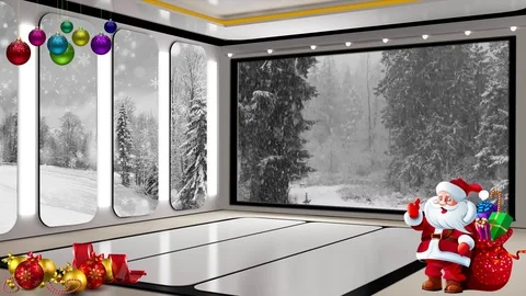 Christmas TV Studio Set 25 - Virtual Green Screen Background Loop Stock Footage 80674168