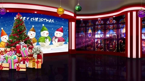 Christmas TV Studio Set 26 - Virtual Green Screen Background Loop Stock Footage