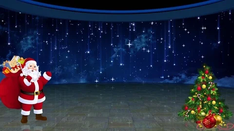 Christmas TV Studio Set 27 - Virtual Green Screen Background Loop Stock Footage 80674319