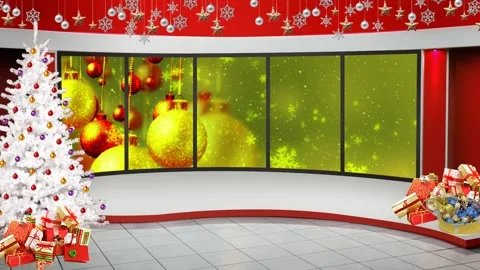 Christmas TV Studio Set 48- Virtual Green Screen Background Loop Stock Footage 136372879