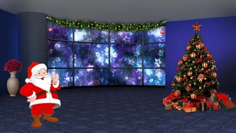 Christmas TV Studio Set 50 - Virtual Green Screen Background Loop Stock Footage 138029090