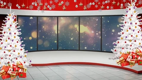 Christmas TV Studio Set 64- Virtual Green Screen Background Loop Video stock 165042059