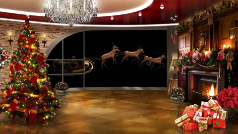 Christmas TV Studio Set 69- Virtual Green Screen Background Loop Stock Footage 165042090