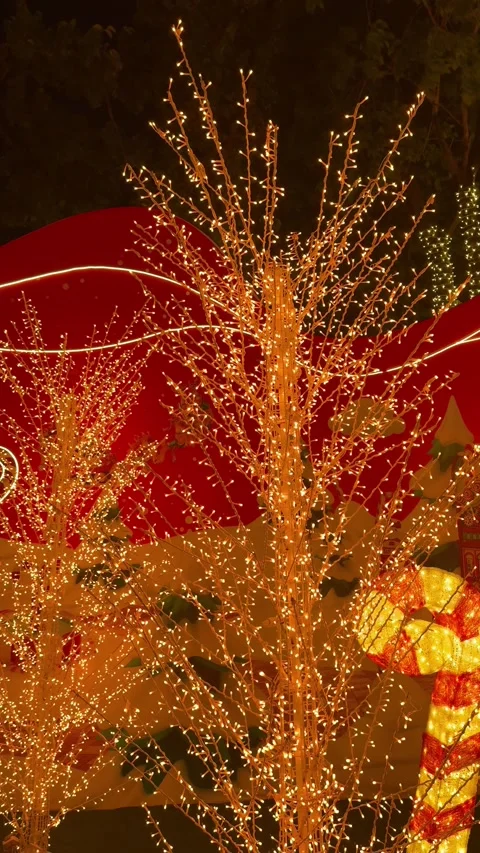 Christmas twig tree with interactive LED icicle lights in rgb multi color. Vídeos de archivo 295514324