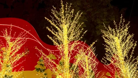 Christmas twig tree with interactive LED icicle lights in rgb multi color. 스톡 동영상 295514365