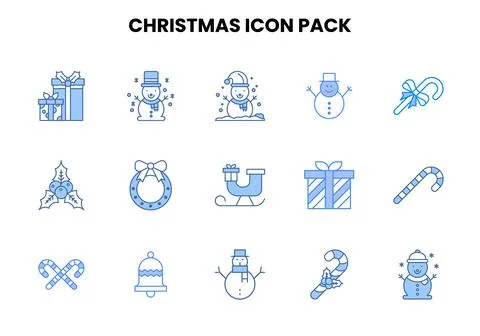 Christmas Two Colour Vector Icons Pack Stock Illustration