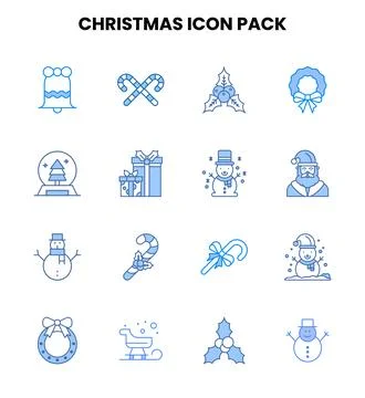 Christmas Two Colour Vector Icons Pack Stock Illustration