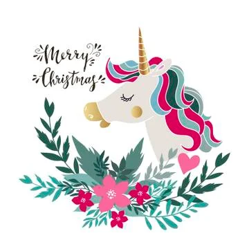 Christmas unicorn Stock Illustration