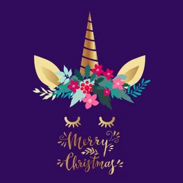 Christmas unicorn Stock Illustration