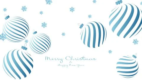 Christmas vector background with balls and flying snowflakes. Stock Illustration