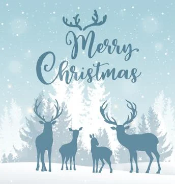 Christmas vector background with deer Stock Illustration