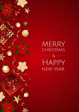 Christmas vector background. Design greeting card, banner, poster. Top view g Stock Illustration
