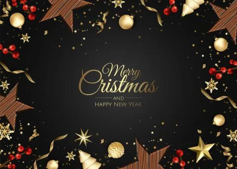Christmas vector background. Design greeting card, banner, poster. Top view gift Stock Illustration