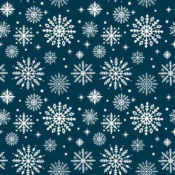 Christmas vector background. Winter snowflakes seamless pattern. Easy to edit 库存插图