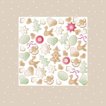 Christmas vector biscuit square frame Illustrazione stock