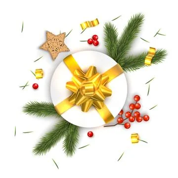 Christmas Vector Composition on White Background. For Greeting Card. Stock Illustration