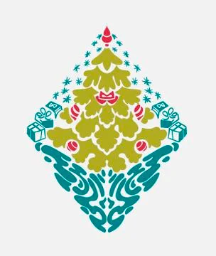 Christmas vector damask pattern design element decoration card Stock Illustration