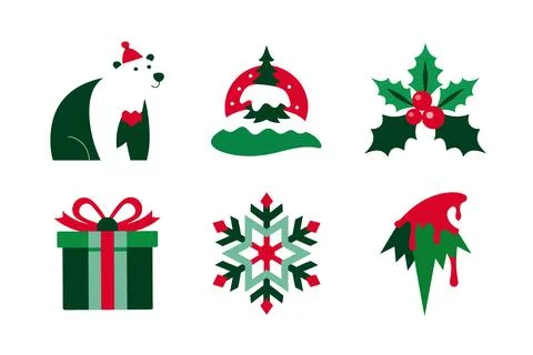Christmas vector elements art illustration bundle Stock Illustration