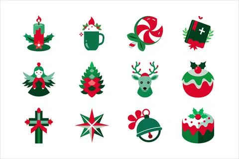 Christmas vector elements art illustration bundle Illustrazione stock