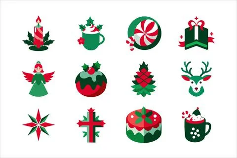 Christmas vector elements art illustration bundle Stock Illustration