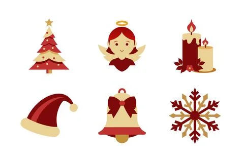 Christmas vector elements art illustration icon set Stock Illustration