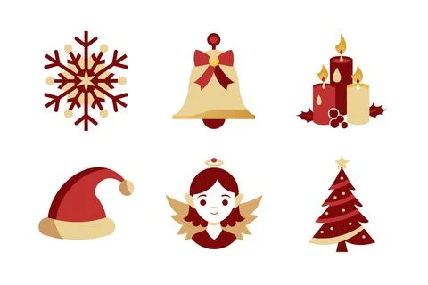 Christmas vector elements art illustration icon set Stock Illustration