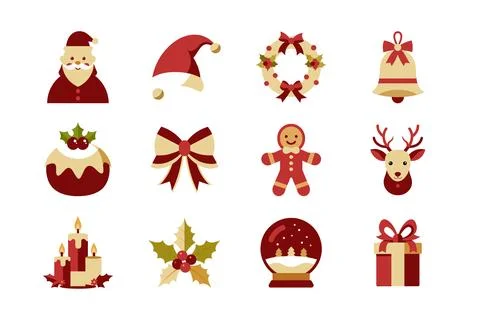 Christmas vector elements bundle for Merry Christmas festival Stock Illustration