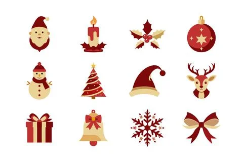 Christmas vector elements bundle for Merry Christmas festival Stock Illustration
