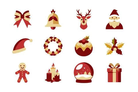 Christmas vector elements bundle for Merry Christmas festival Stock Illustration