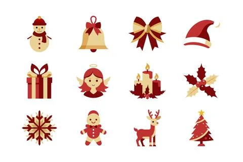 Christmas vector elements bundle for Merry Christmas festival Stock Illustration