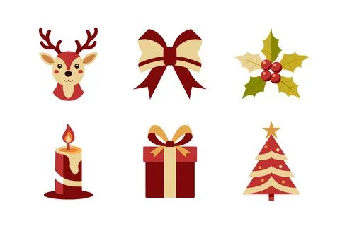 Christmas vector elements bundle for Merry Christmas festival Stock Illustration