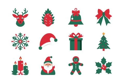 Christmas vector elements icon set Illustrazione stock