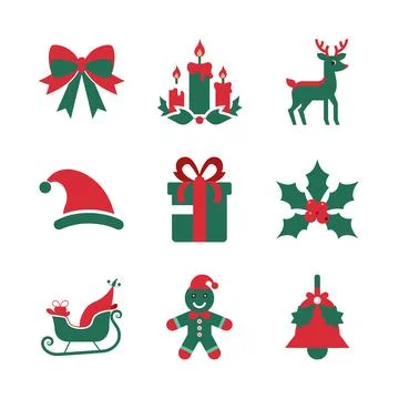 Christmas vector elements icon set Stock Illustration
