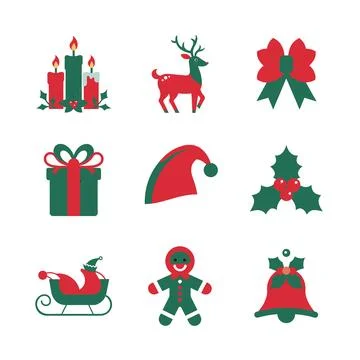 Christmas vector elements icon set Stock Illustration