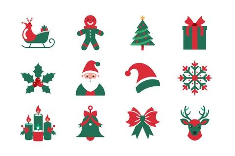 Christmas vector elements icon set Stock Illustration