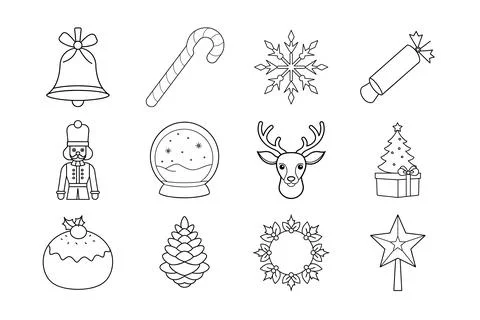 Christmas vector elements line art illustration bundle Stock-Illustration