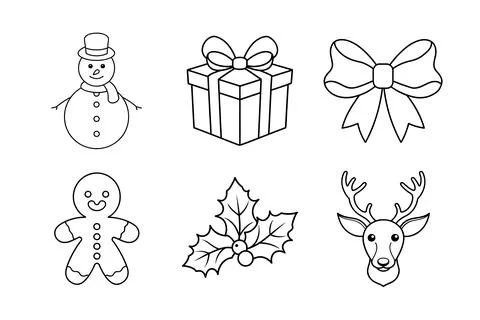 Christmas vector elements line art illustration bundle Stock-Illustration