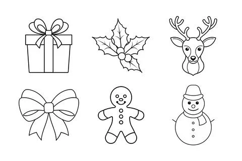 Christmas vector elements line art illustration bundle Stock Illustration