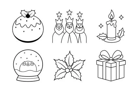 Christmas vector elements line art illustration bundle Stock-Illustration