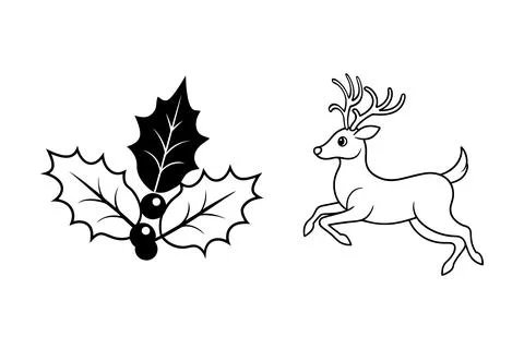 Christmas vector elements line art illustration bundle Stock-Illustration
